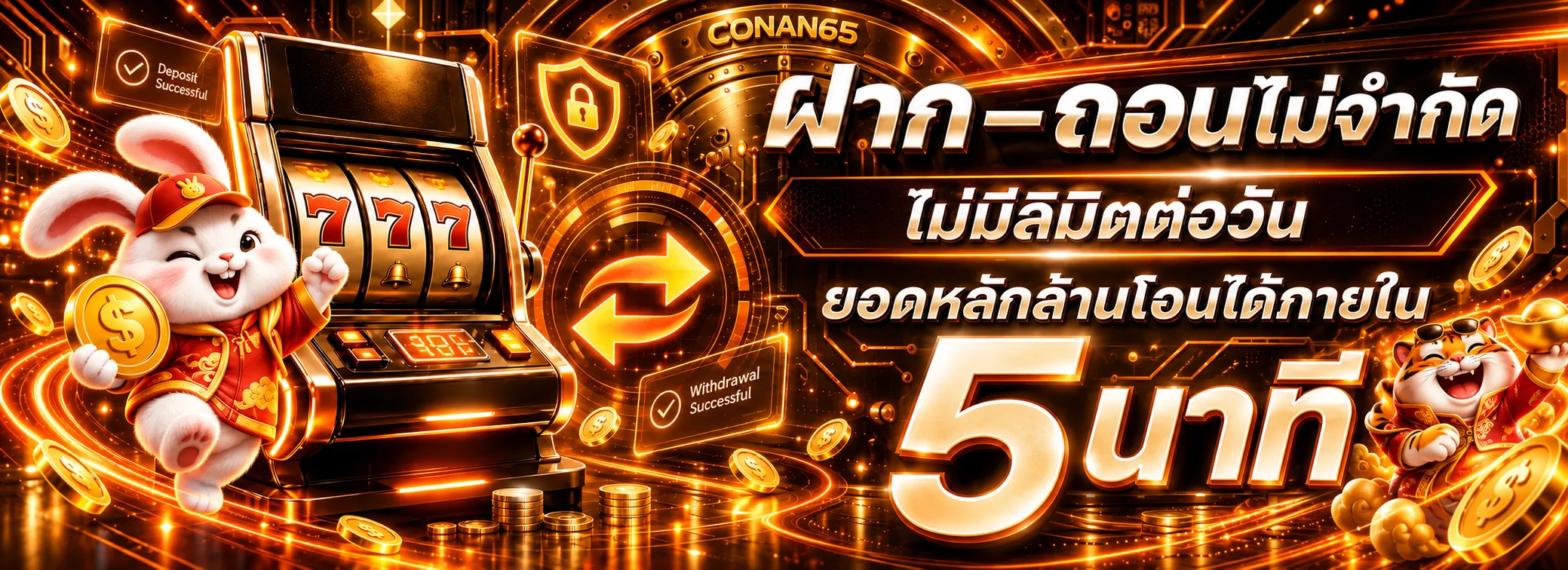 ภาพประกอบขั้นตอนฝากถอนและตรวจธุรกรรม CONAN65